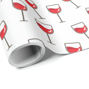 Red Vin Glass Mönster på vit Presentpapper