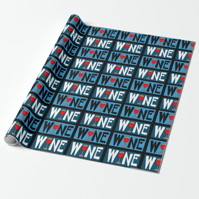 Red Vin Glass Mönster Presentpapper (Utrullad)