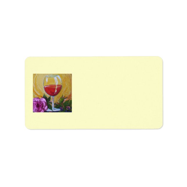 Red Vin Glass & Rosa ros Address Label Adressetikett (Framsidan)
