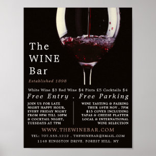 Red Vin Glass, Vin Pub/Winery Advertising Poster