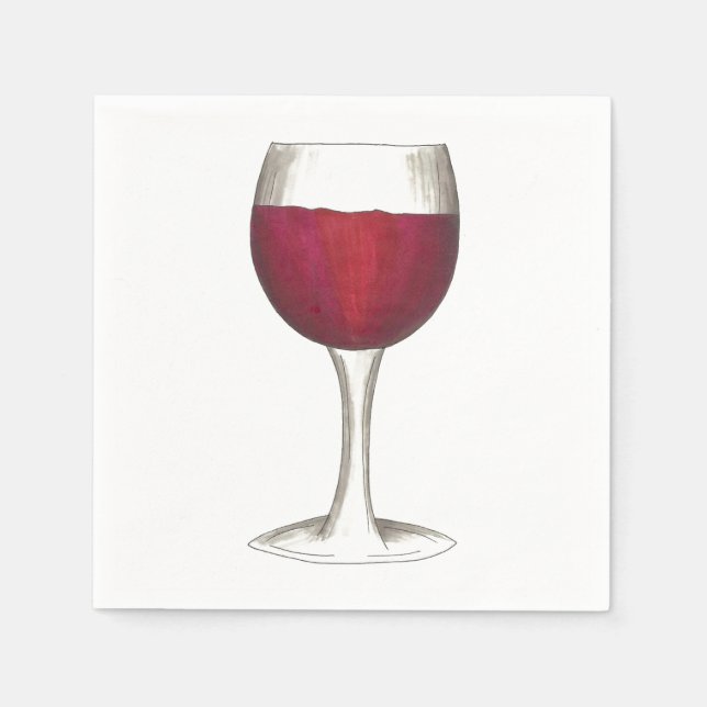 Red Vin Glass Winery Merlot Vin Tasting Napkins Pappersservett (Framsidan)