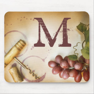 Red Vin Grapes Kork Monogram (första muspekaren) Musmatta