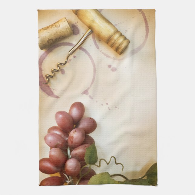 Red Vin Grapes Kork Sherd Kitchen Dish Towel Kökshandduk (Vertikal)