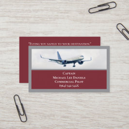 Red Vin Kommersiella flygplanskapten Pilot Visitkort