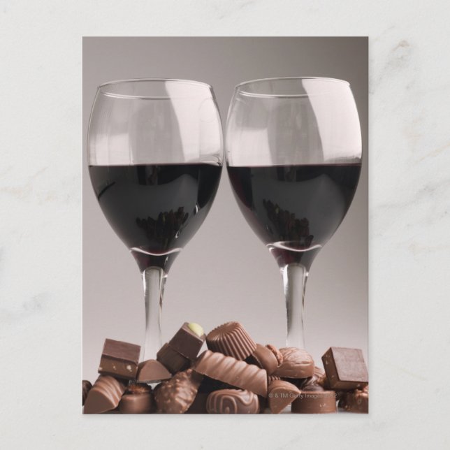 Red vin med choklad vykort (Framsida)