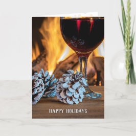 Red vin med julkrar i gräs helgkort