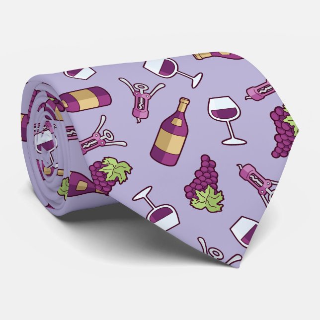 Red Vin Mönster Neck Tie Slips (Rullad)