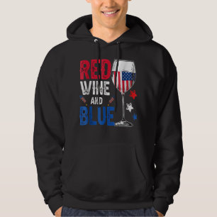 Red Vin och Blue Funny 4:e juli Vin Älskare Dri Hoodie