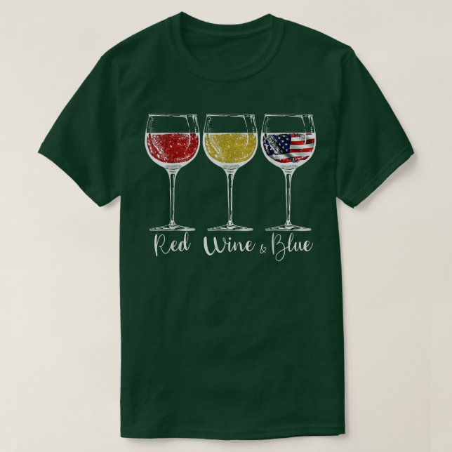 Red Vin och Blue Glasses, USA United Stater Fl T Shirt (Design framsida)