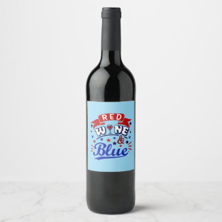 Red Vin och Blue Vinflaska Etikett