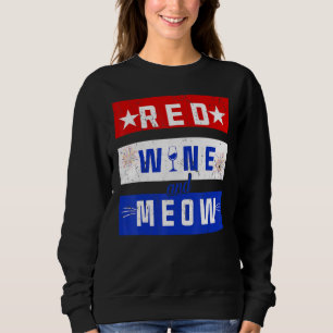 Red Vin och Meow Drinking 4:e juli Pride Ameri T Shirt