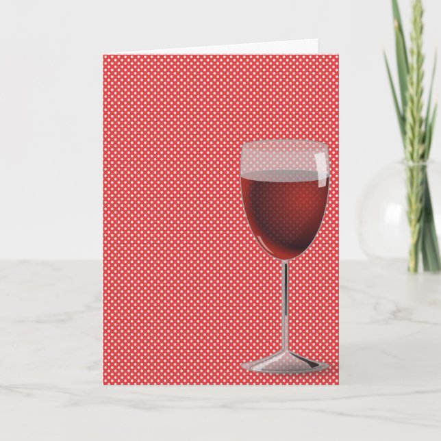 Red vin på polka dots kort (Framsida)