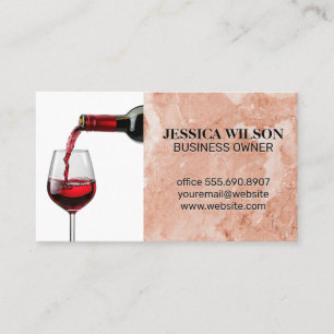 Red Vin Pour in Glass   Rosa Orange Marble Visitkort