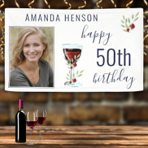 Red Vin Ro Watercolor Photo 50 Birthday