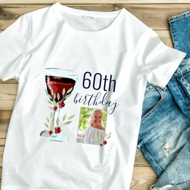 Red Vin Ro Watercolor Photo 60 Birthday T Shirt (Skapare uppladdad)