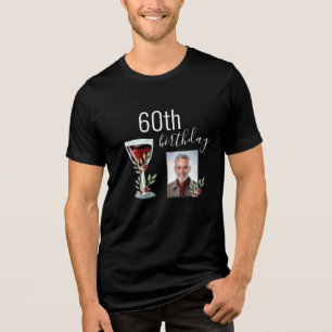 Red Vin Ro Watercolor Photo 60 Birthday T Shirt