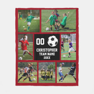 Red vin Soccer fotocollage fleece filt