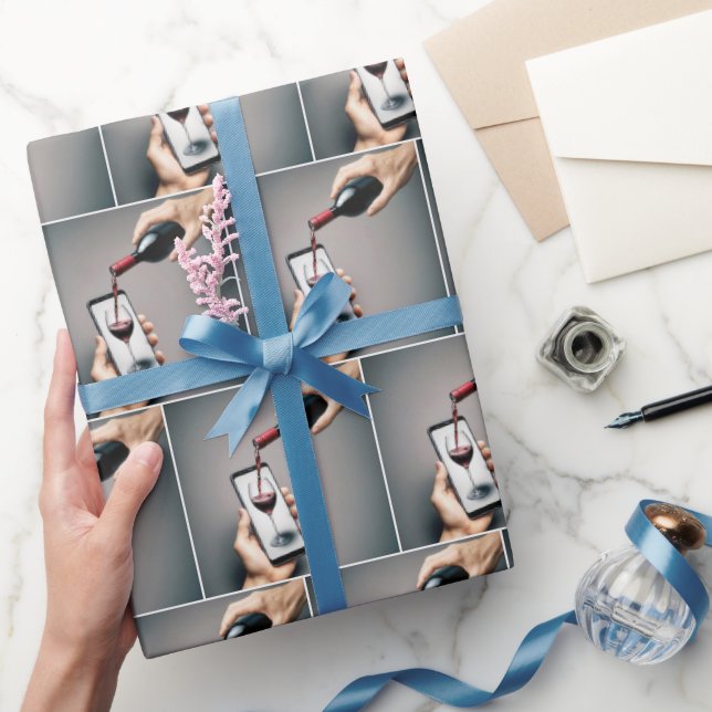 Red Vin som strömmar in i en Smartphone Presentpapper (Gifting)