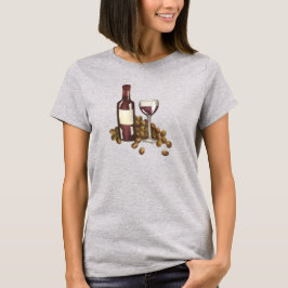 Red Vin Tasting Glass Flaska w/ Grapes Tee Shirt