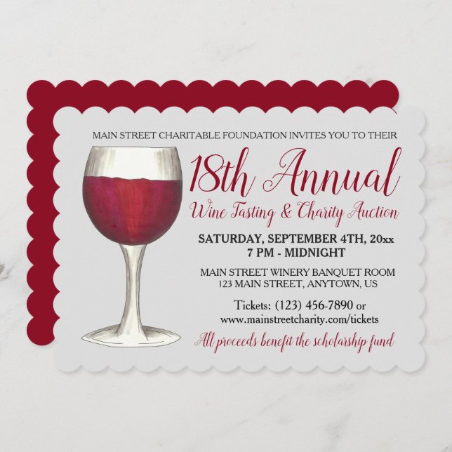 Red Vin Tasting Winetasting Cocktail Party-händels Inbjudningar (Fram/baksida)