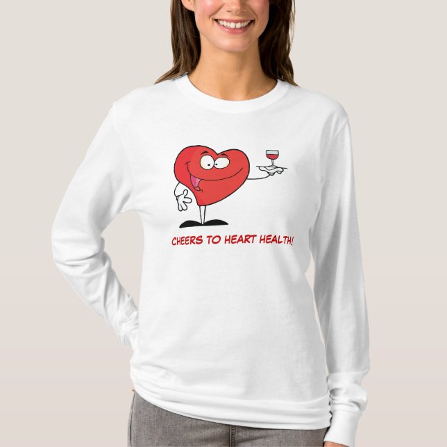 Red Vin Toast to Heart Health Tee Shirt (Framsida)