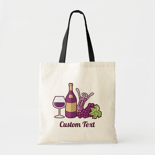 Red Vin Tote Bag Tygkasse (Framsidan)