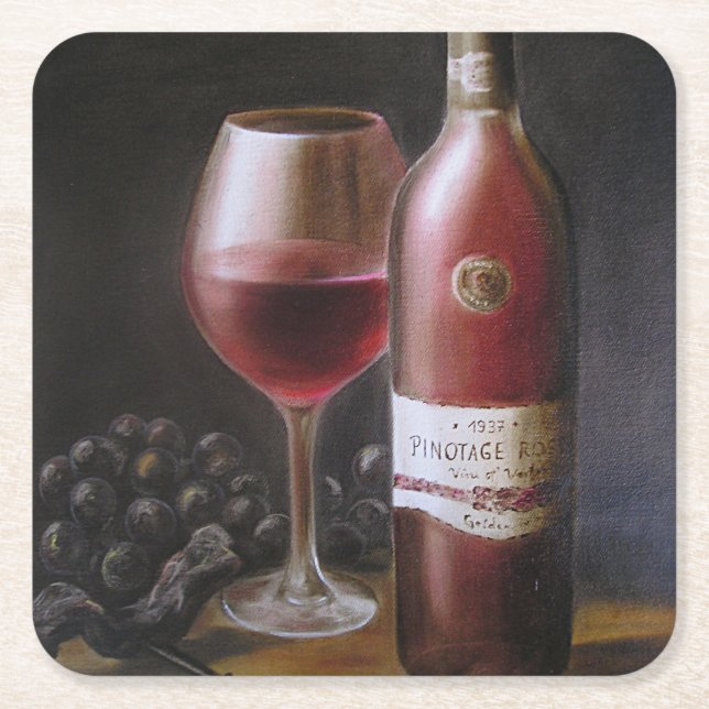 Red Vin Underlägg Papper Kvadrat (Framsidan)