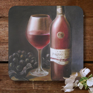 Red Vin Underlägg Papper Kvadrat