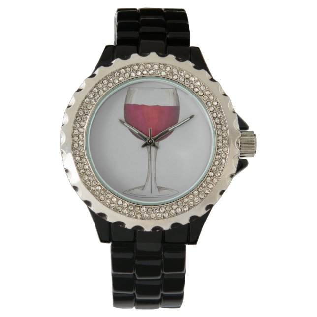 Red Vin Vin Glass Wineglass Merlot Watch Armbandsur (Framsida)