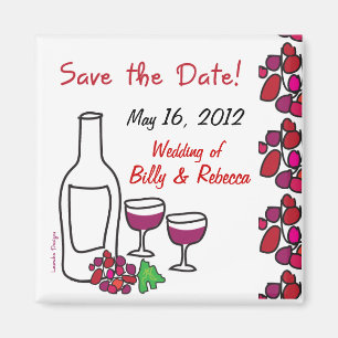 Red Vin Vineyard Bröllop spara datum Magnet
