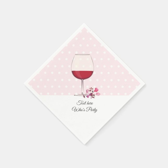 Red vin, vuxen födelsedag, bröllop, blommigt pappersservett (Hörn)