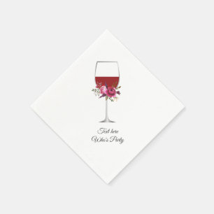 Red vin, vuxen födelsedag, bröllop, blommigt pappersservett