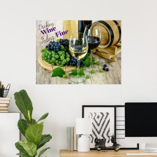 Red Vin White Vin Grapes Vin Barrel Poster