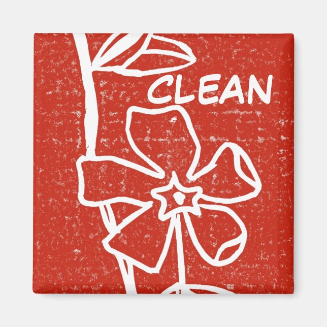 "Red Vinca" Clean Dishwasher Status Magnet (Framsidan)