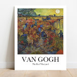Red Vineyard av Vincent van Gogh Poster<br><div class="desc">Denna poster har en högkvalitativ återgivning av Vincent van Goghs landskapsmålning från 1888, med titeln Red Vineyard. Målningen visar en vinodling nära Arles, där Van Gogh bodde i ett år. Målningen fångar upp det varma färgen från de inhemska vinerna och blå himmel, liksom de arbetare som skördar druvorna. Målningen är...</div>