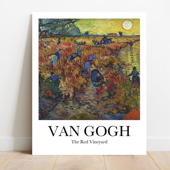 Red Vineyard av Vincent van Gogh Poster (Van Gogh's vibrant "The Red Vineyard" poster. Lush red rows & swirling sky in iconic brushstrokes)