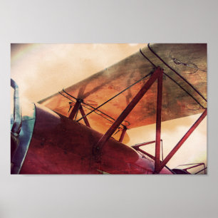 Red Vinge Antique Airplan Archival Art Poster