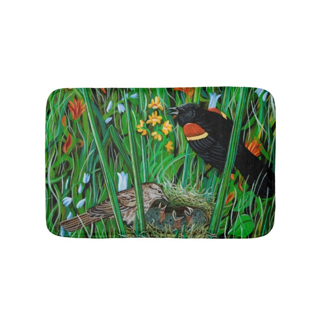 Red Vinge Blackbird Bath Mat Badrumsmatta (Framsidan)