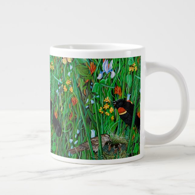 Red Vinge Blackbird Coffee Kopp Jumbo Mugg (Höger)