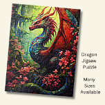 Red Vinge Forest Dragon med Röda blommor Pussel<br><div class="desc">Red Vinge Forest Dragon med Röda blommor - Se min butik för mycket mer underbara drakgåvor.</div>