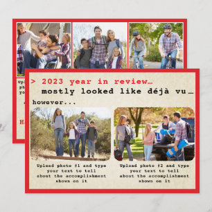 Red Vintage 2023 Year in Review Family Photo Julkort
