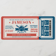 Red Vintage Baseball Biljett Birthday