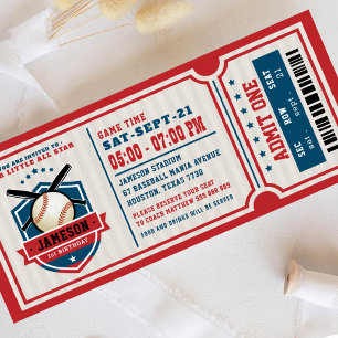 Red Vintage Baseball Biljett Birthday Inbjudningar