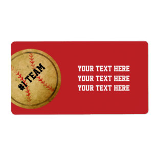 Red Vintage Baseball Team Party Sticker-etiketter Fraktsedel
