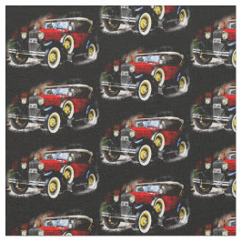 Red Vintage bil på Black  Tyg