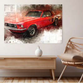 Red Vintage bil Poster: Timless Automobile Art Poster