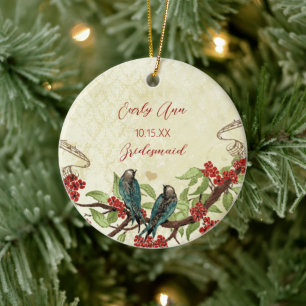 Red Vintage Bird Bridesmaid Ornaments Julgransprydnad Keramik