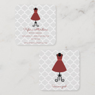 Red Vintage Dress Seamstress och Alterterations Fyrkantigt Visitkort