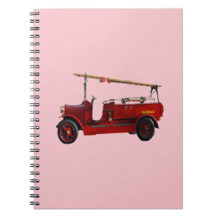 Red Vintage Fire Lastbil med overhead Ladder, Anteckningsbok
