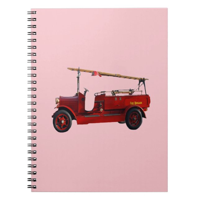 Red Vintage Fire Lastbil med overhead Ladder, Anteckningsbok (Framsidan)